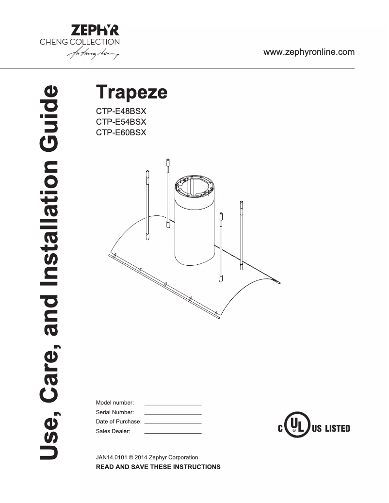 Page 1 de la notice Manuel utilisateur Zephyr Trapeze CTP-E54BSX