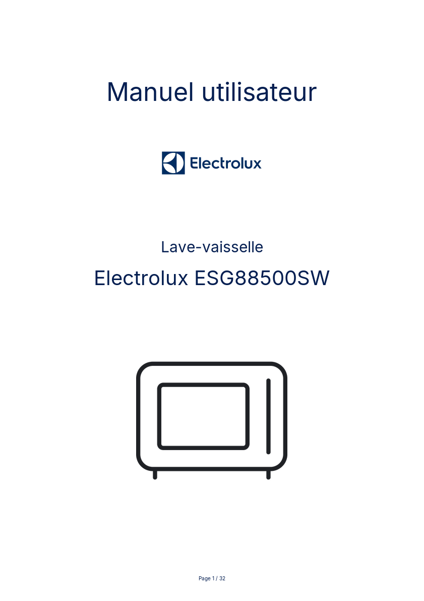 Image de la première page du manuel de l'appareil ESG88500SW
