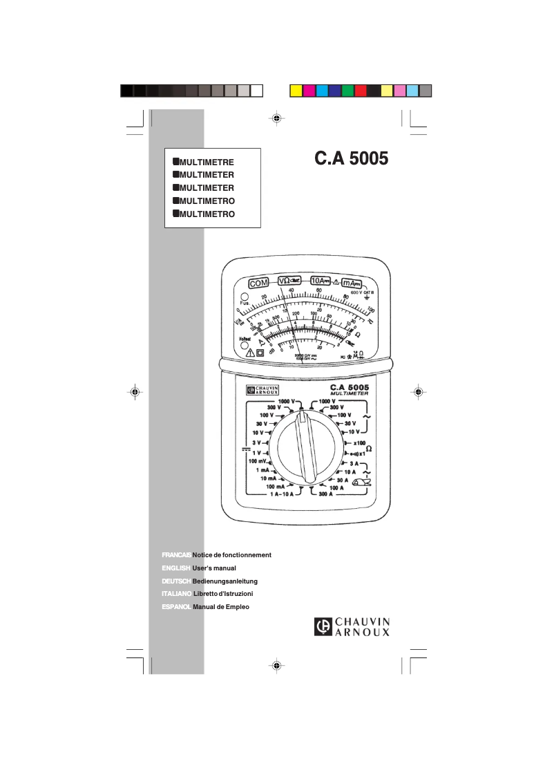 Página 1 del manual Manual de usuario Chauvin Arnoux C.A 5005