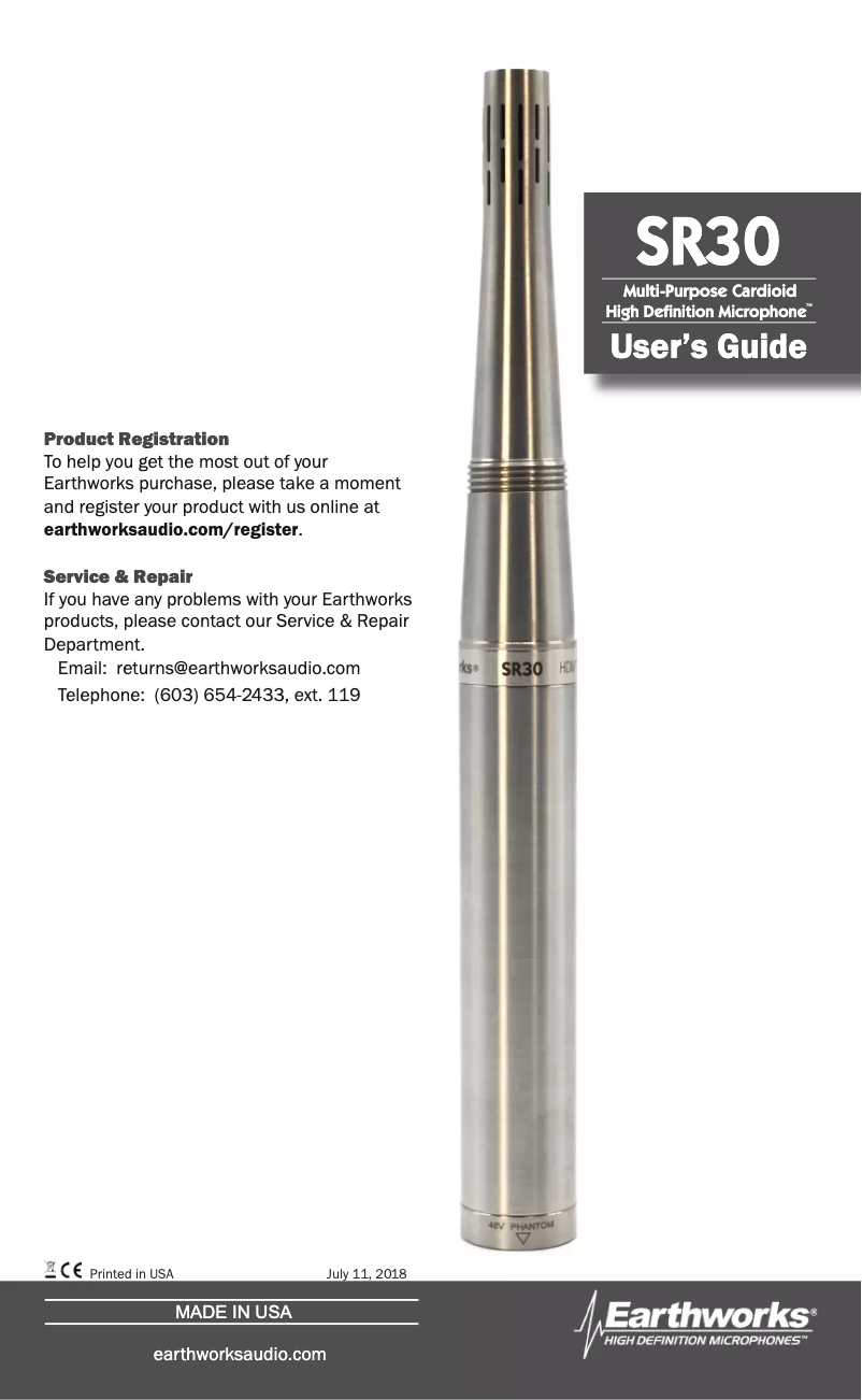 Image de la première page du manuel de l'appareil SR30