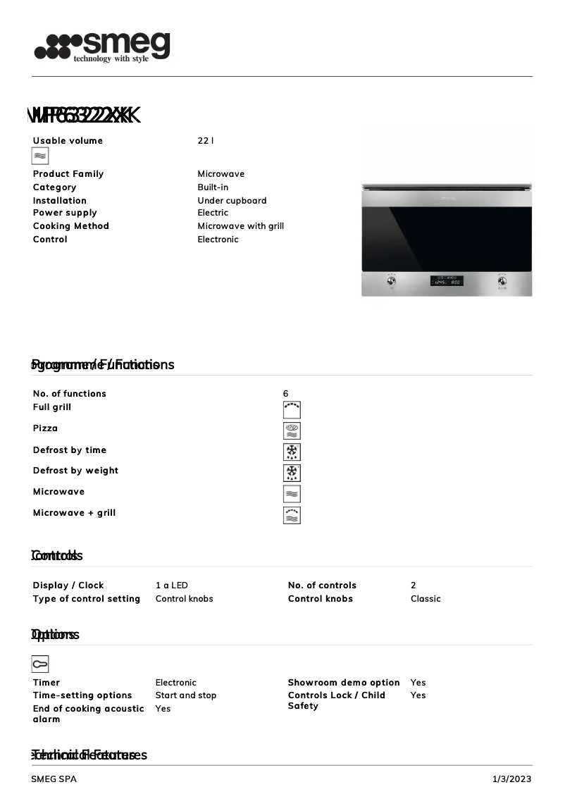 Página 1 del manual Folleto Smeg MP6322XK