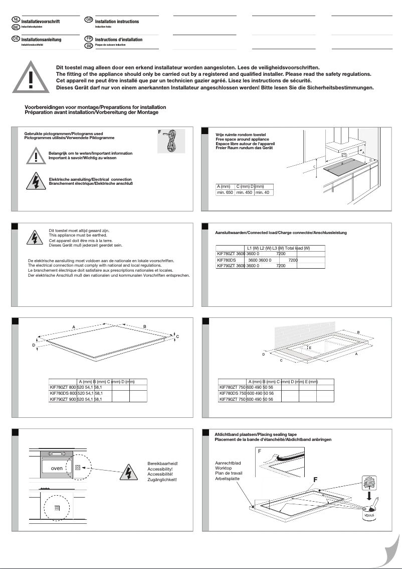 Page 1 de la notice Guide d'installation Etna KIF780DS