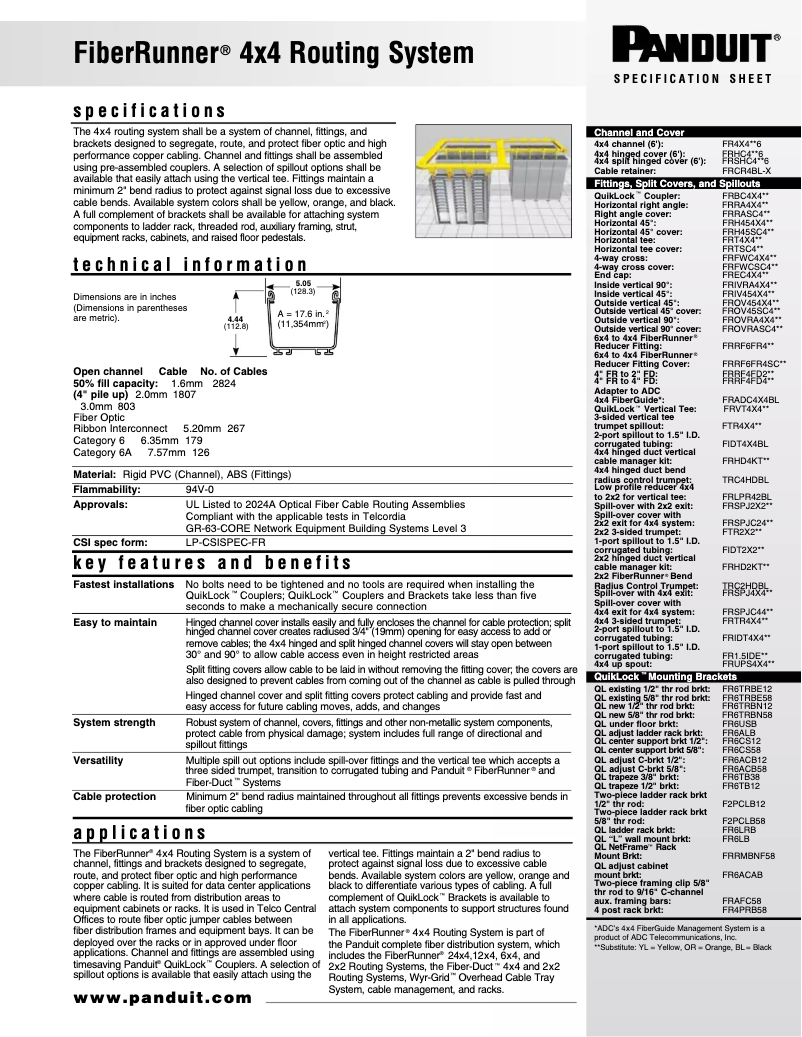 Page 1 de la notice Manuel utilisateur Panduit FRFWC4X4OR