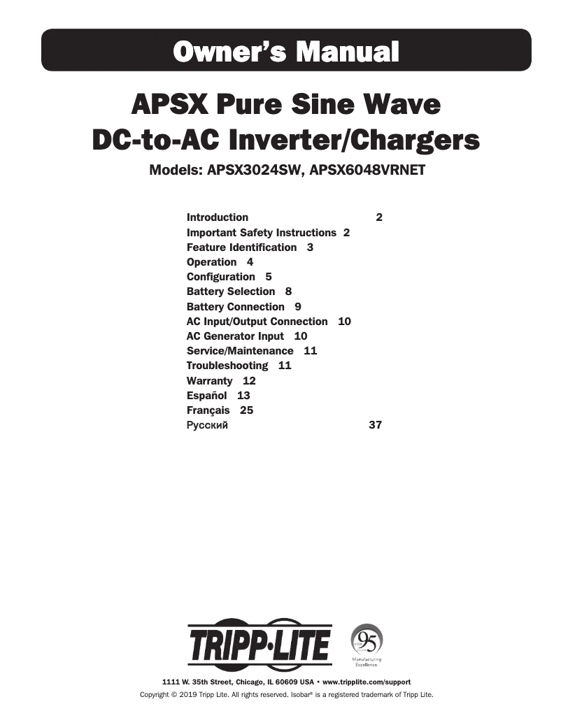 Page n°1 - Manuel utilisateur Tripp Lite APSX3024SW