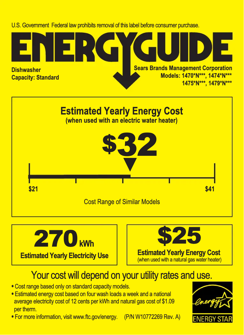 Page n°1 - Label énergétique Kenmore 14793