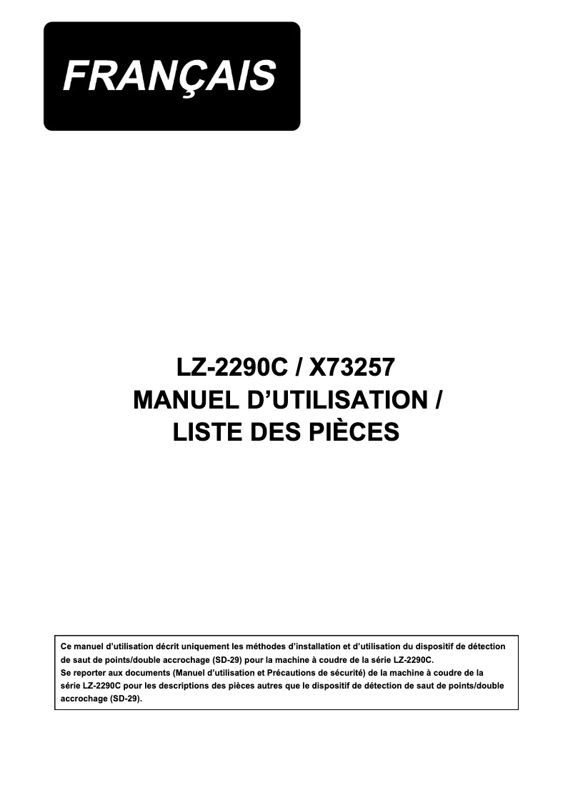 Image de la première page du manuel de l'appareil X73257