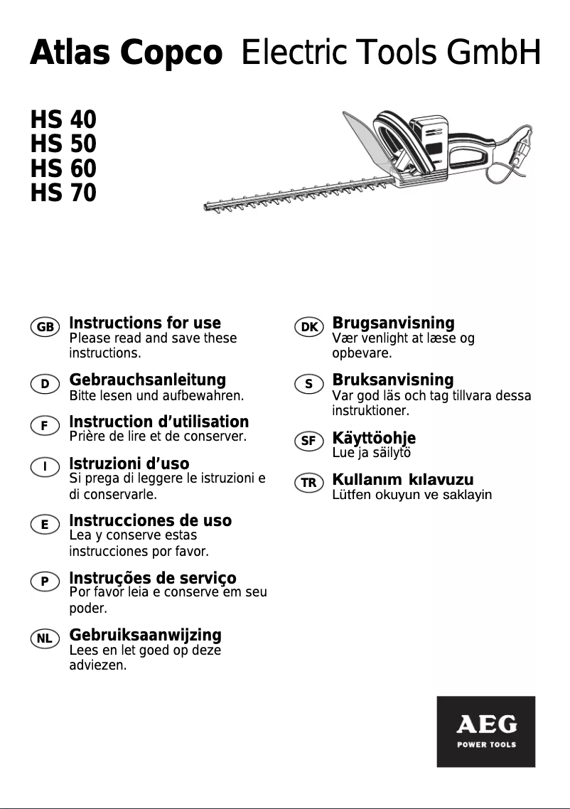 Page n°1 - Manuel utilisateur AEG HS 50