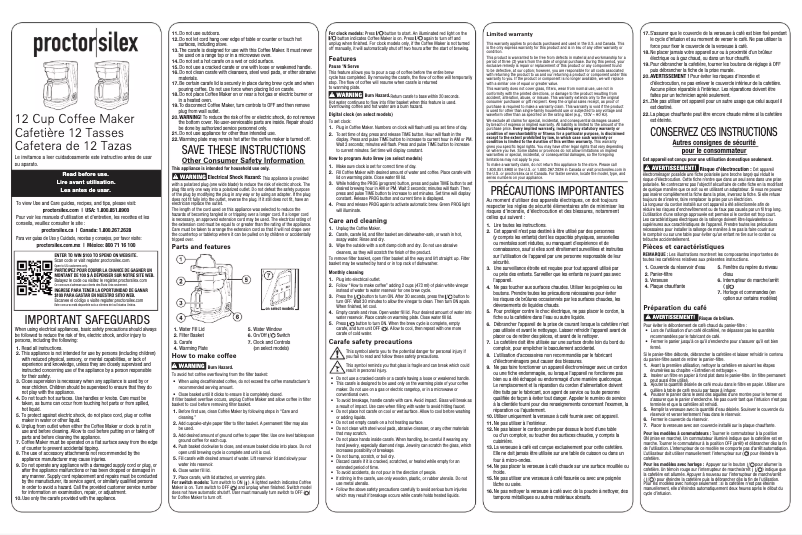 Page n°1 - Manuel utilisateur Proctor Silex FrontFill 43685PS