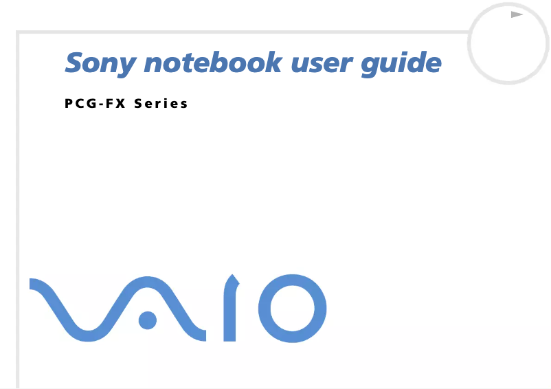 Image de la première page du manuel de l'appareil Vaio PCG-FX405