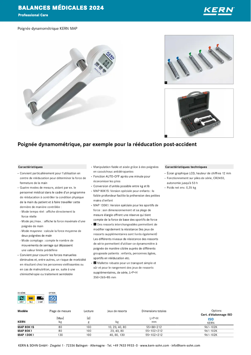 Page 1 de la notice Brochure Kern MAP 130K1