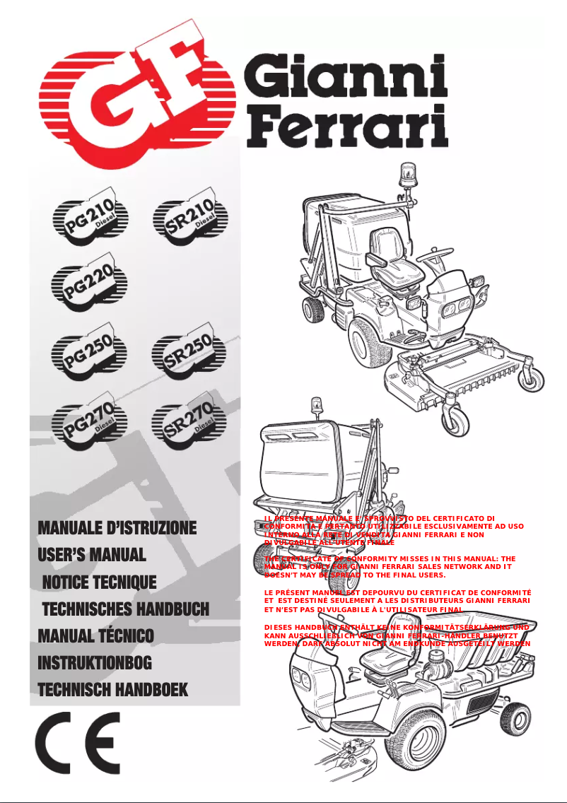 Página 1 del manual Manual de usuario Gianni Ferrari SR250