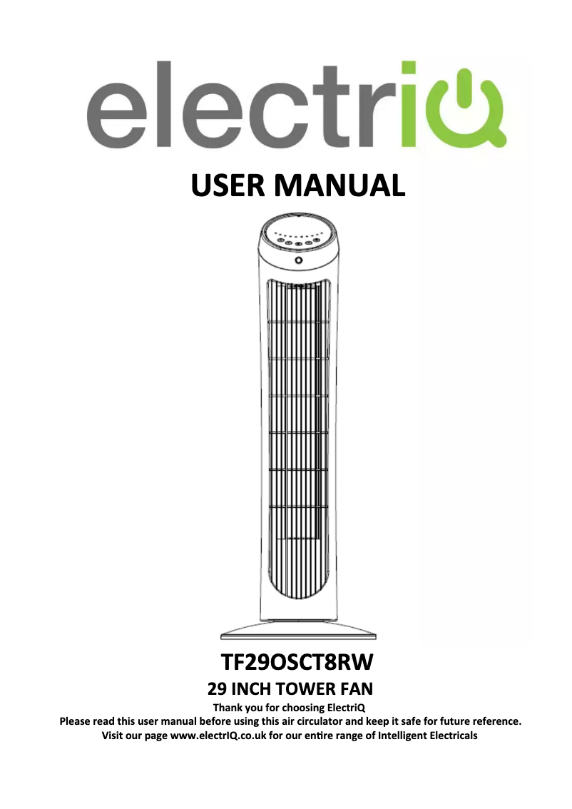 Page 1 de la notice Manuel utilisateur ElectriQ TF29OSCT8RW