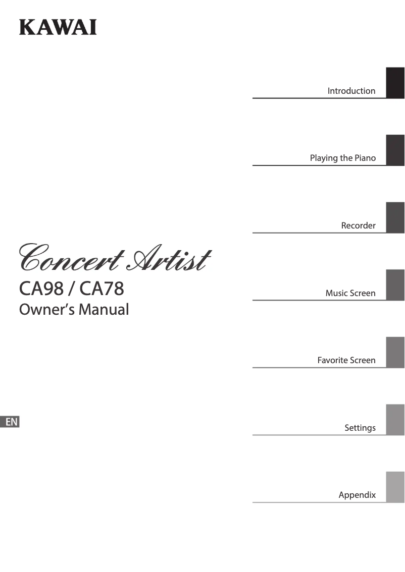Page 1 de la notice Manuel utilisateur Kawai CA78