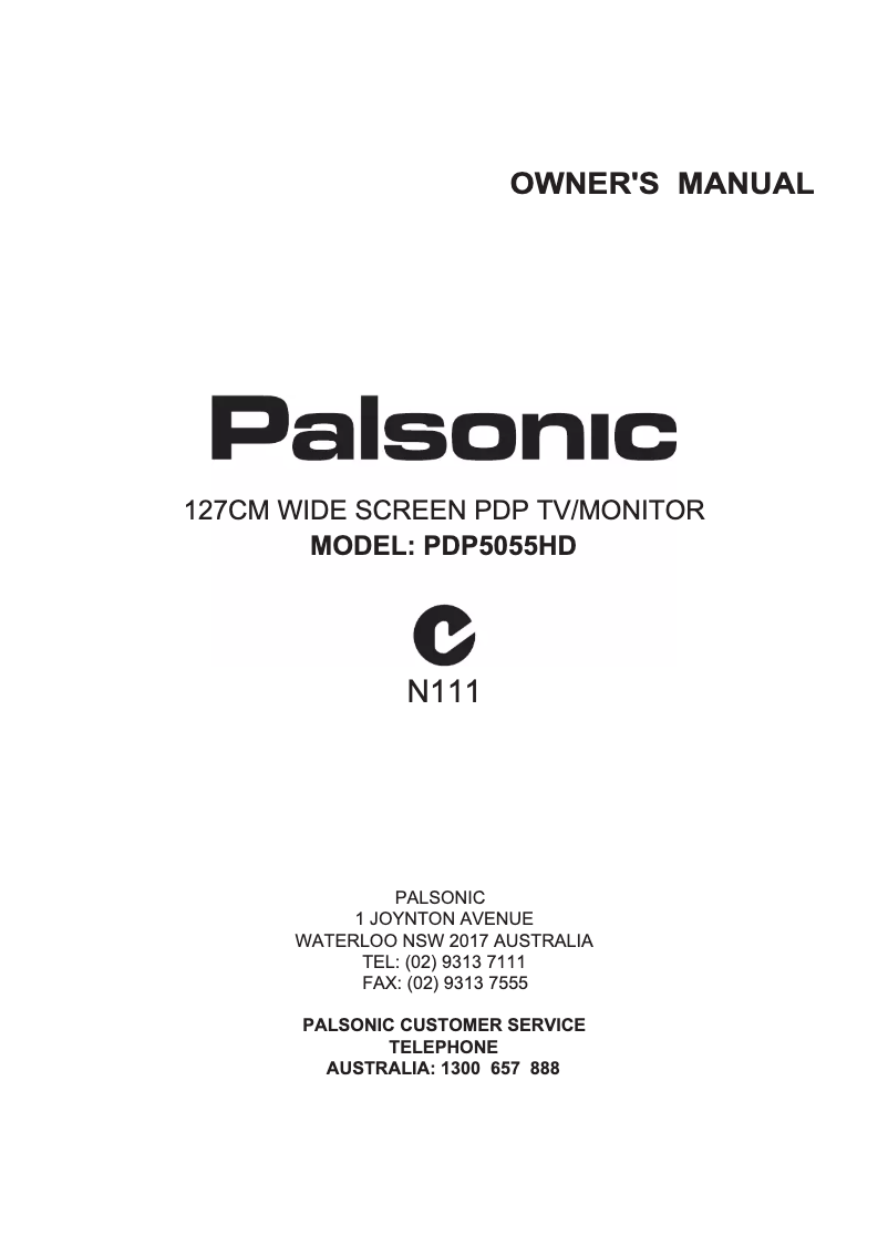 Página 1 del manual Manual de usuario Palsonic PDP5055HD