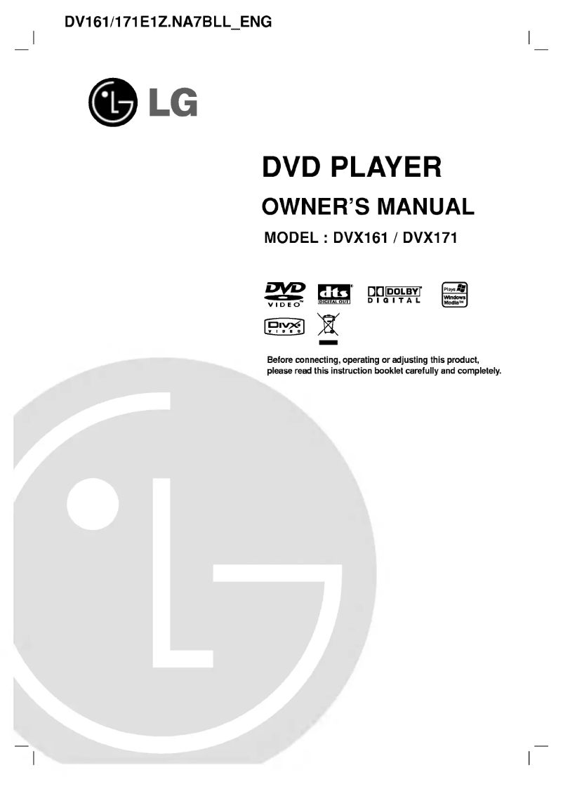 Image de la première page du manuel de l'appareil DVX161