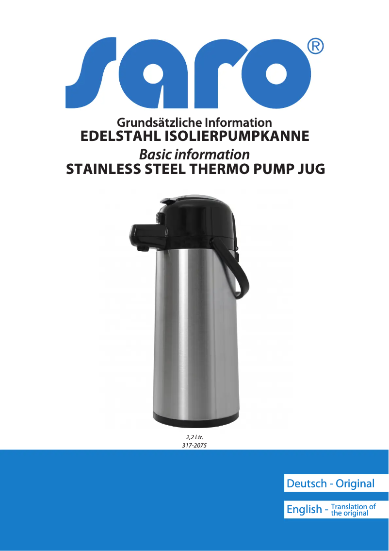 Page n°1 - Manuel utilisateur Saro 317-2076