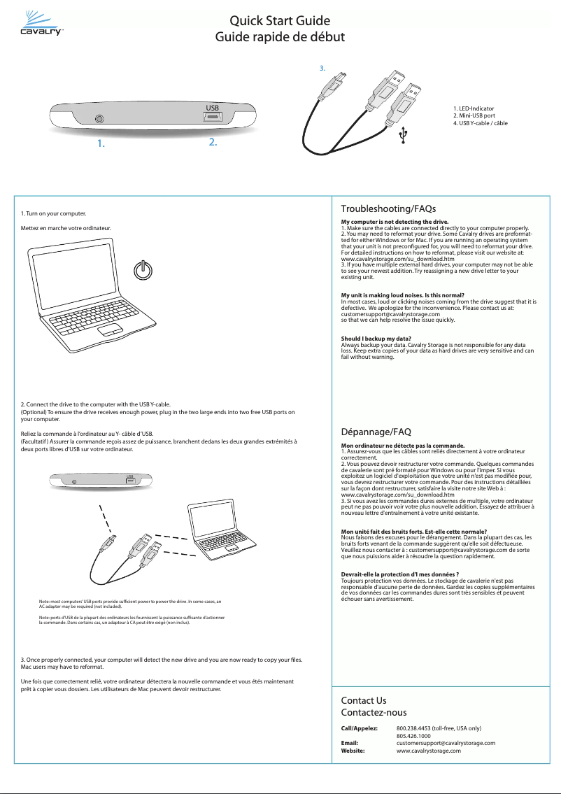 Page 1 de la notice Manuel utilisateur Cavalry CAUG25500W