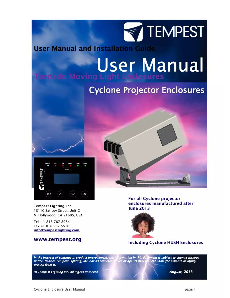 Page n°1 - Manuel utilisateur Tempest Cyclone 8102