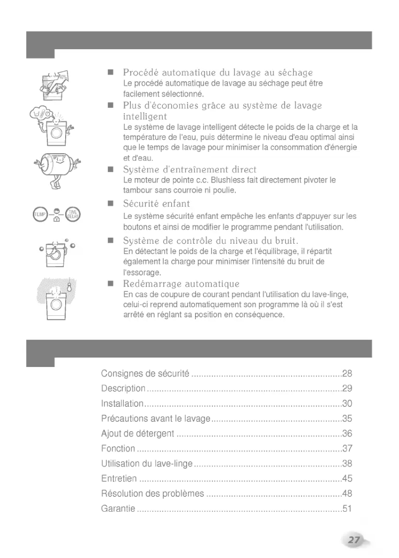 Page 1 de la notice Manuel utilisateur LG WD-3243RHD