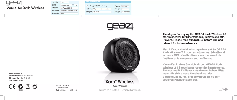 Página 1 del manual Manual de usuario Gear4 Xorb