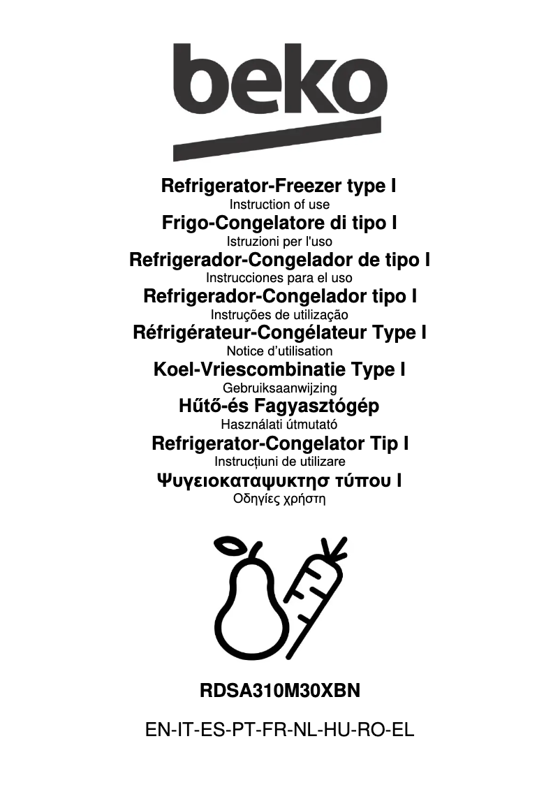 Page 1 de la notice Manuel utilisateur Beko RDSA310M30XBN