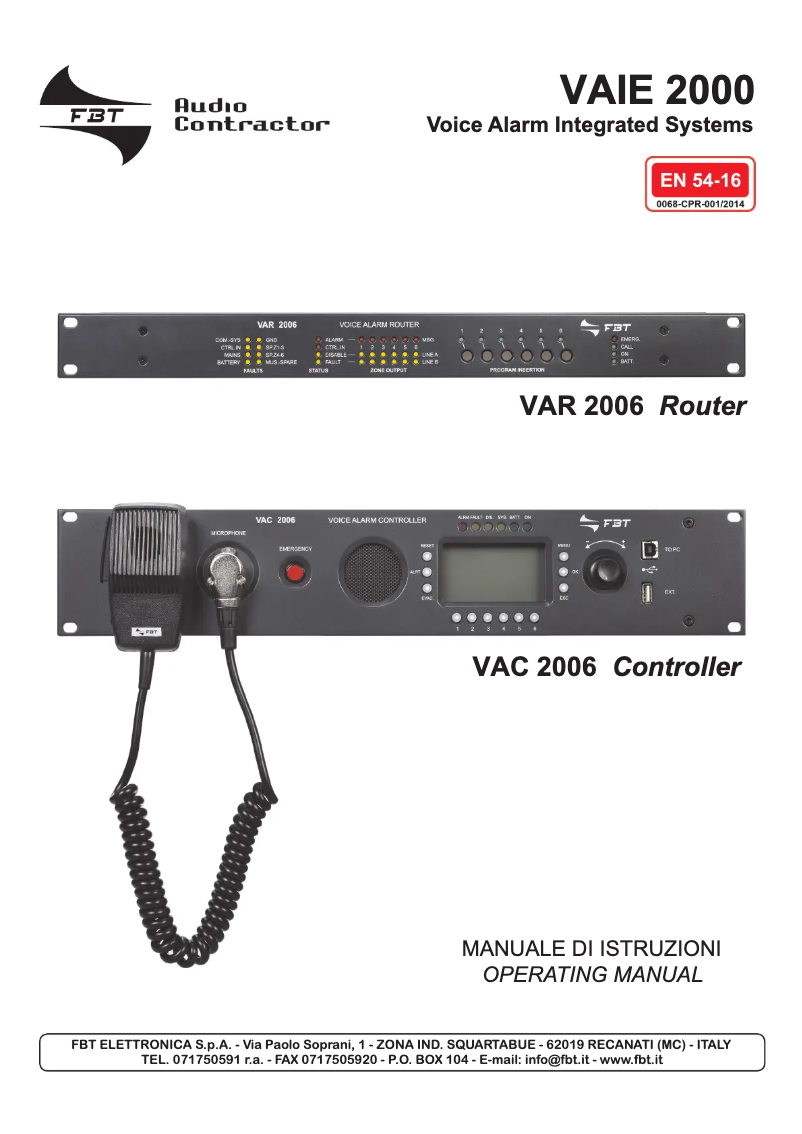 Page n°1 - Manuel utilisateur FBT VAR 2006