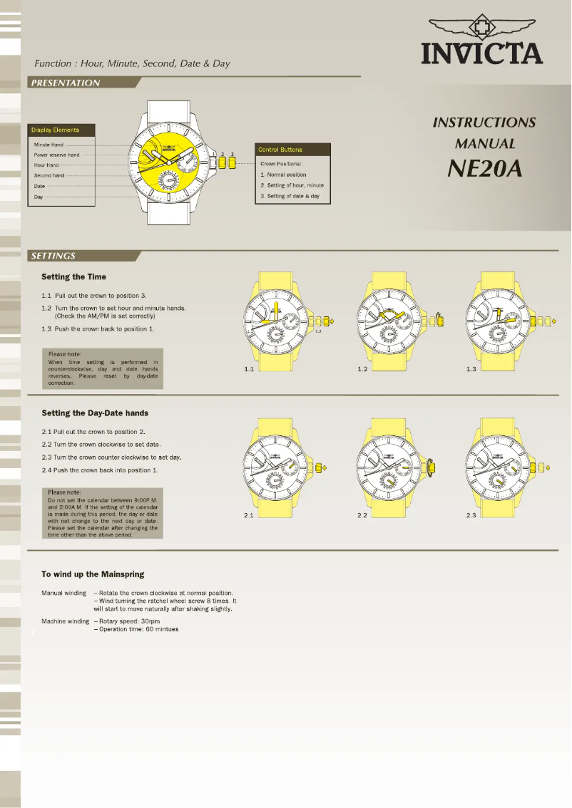 Page 1 de la notice Manuel utilisateur Invicta Reserve 29778