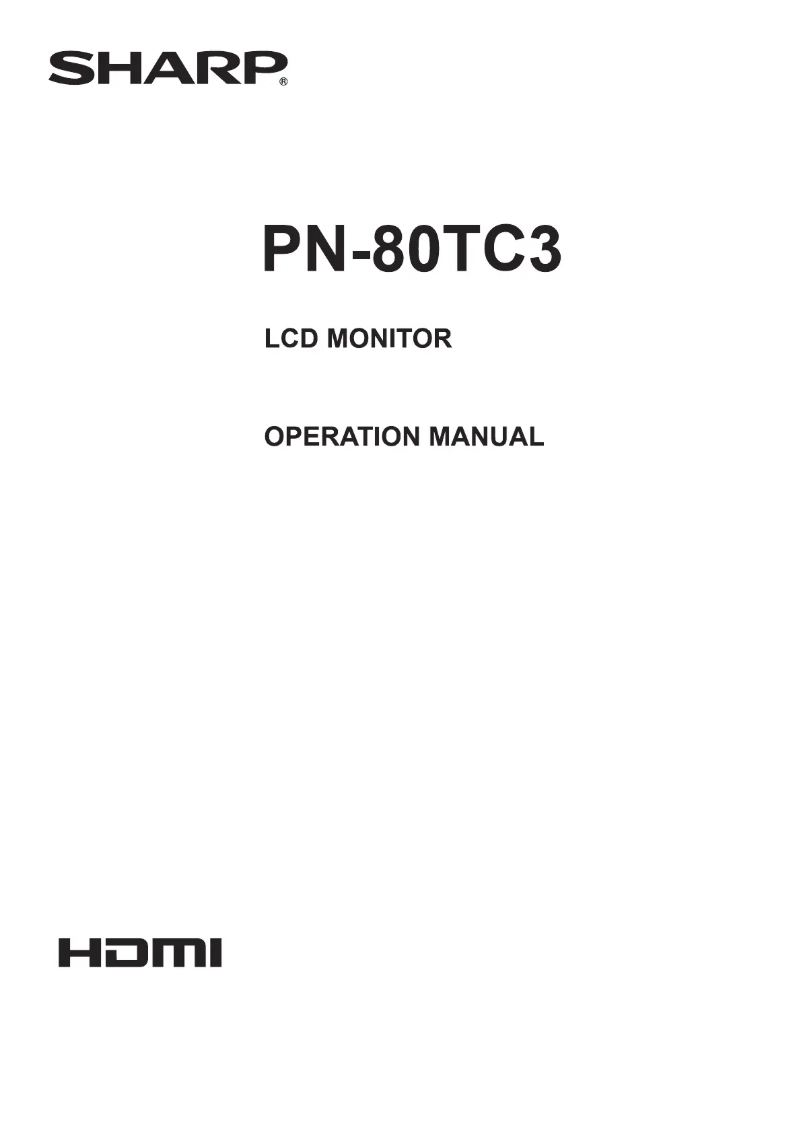 Page n°1 - Manuel utilisateur Sharp PN-80TC3