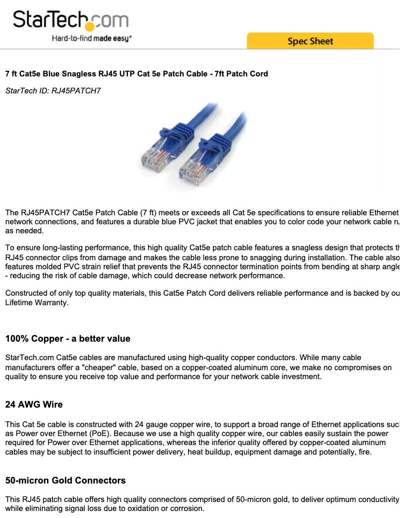 Page n°1 - Manuel utilisateur StarTech.com RJ45PATCH7