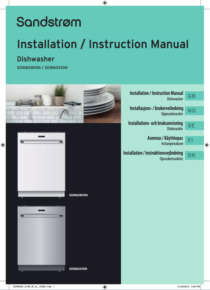 Page n°1 - Manuel utilisateur Sandstrøm SDW60W10N