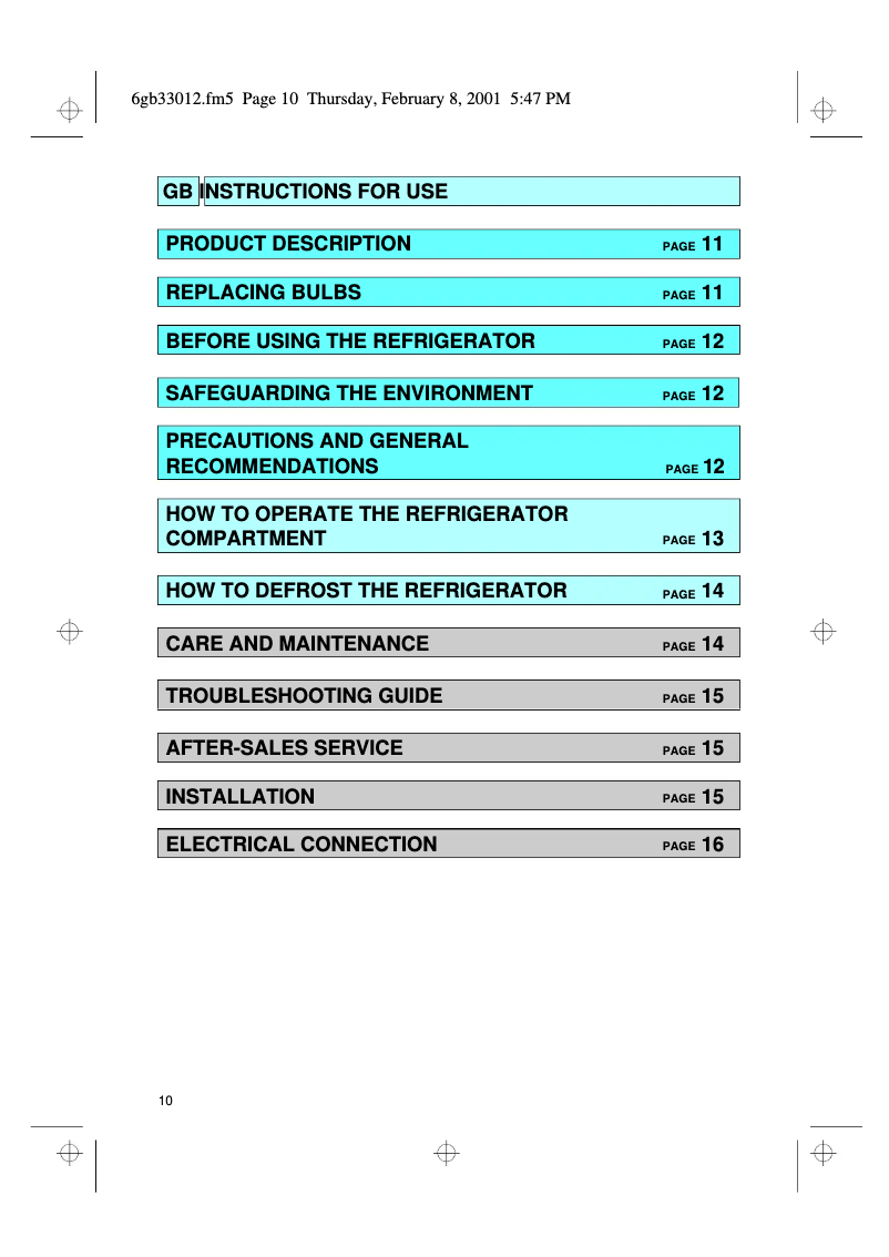 Página 1 del manual Manual de usuario Whirlpool ARC 0060