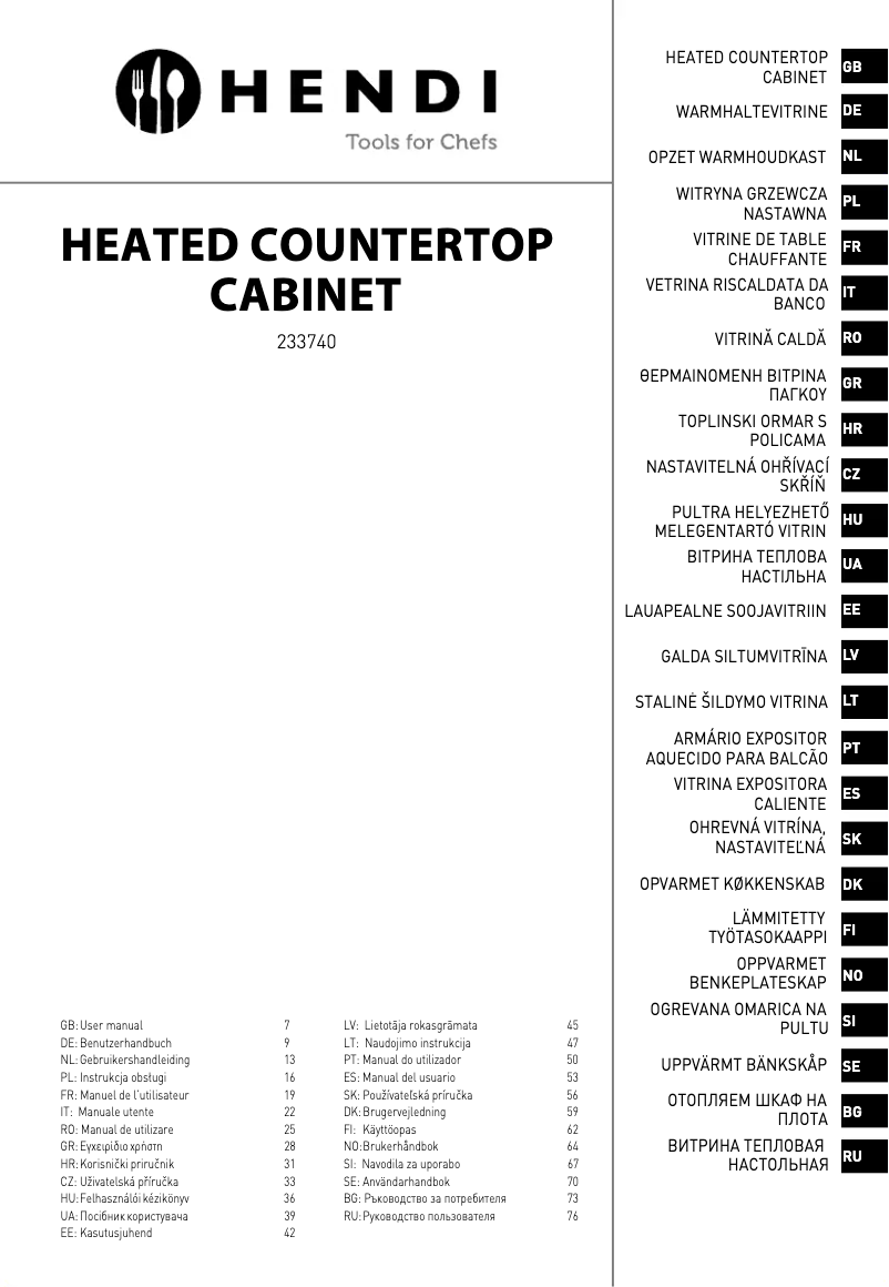 Página 1 del manual Ficha técnica Hendi 233740