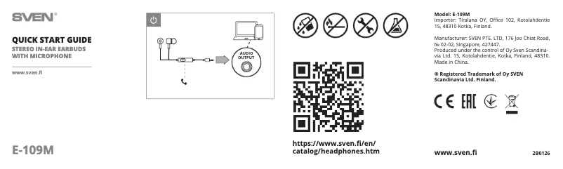 Page 1 de la notice Guide de démarrage rapide Sven E-109M