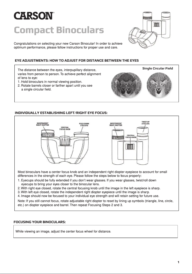Page 1 de la notice Manuel utilisateur Carson JD-822