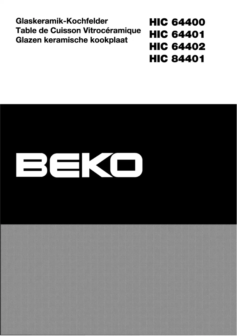 Page n°1 - Manuel utilisateur Beko HIC 84401