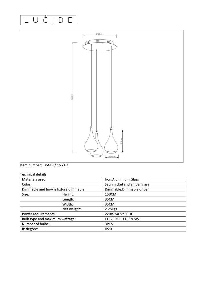 Image de la première page du manuel de l'appareil Jarich led 36419/15/62
