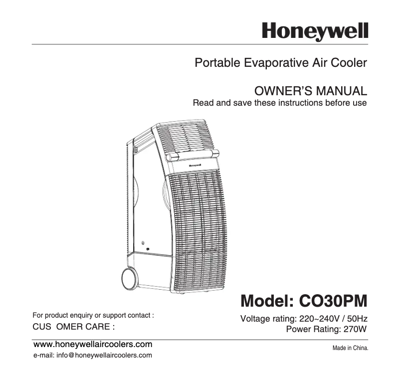 Page 1 de la notice Manuel utilisateur Honeywell CO30PM