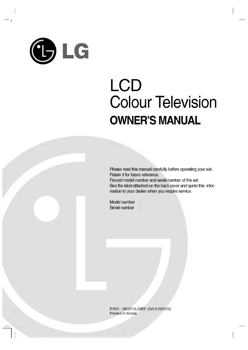 Page n°1 - Manuel utilisateur LG RZ-26LZ30