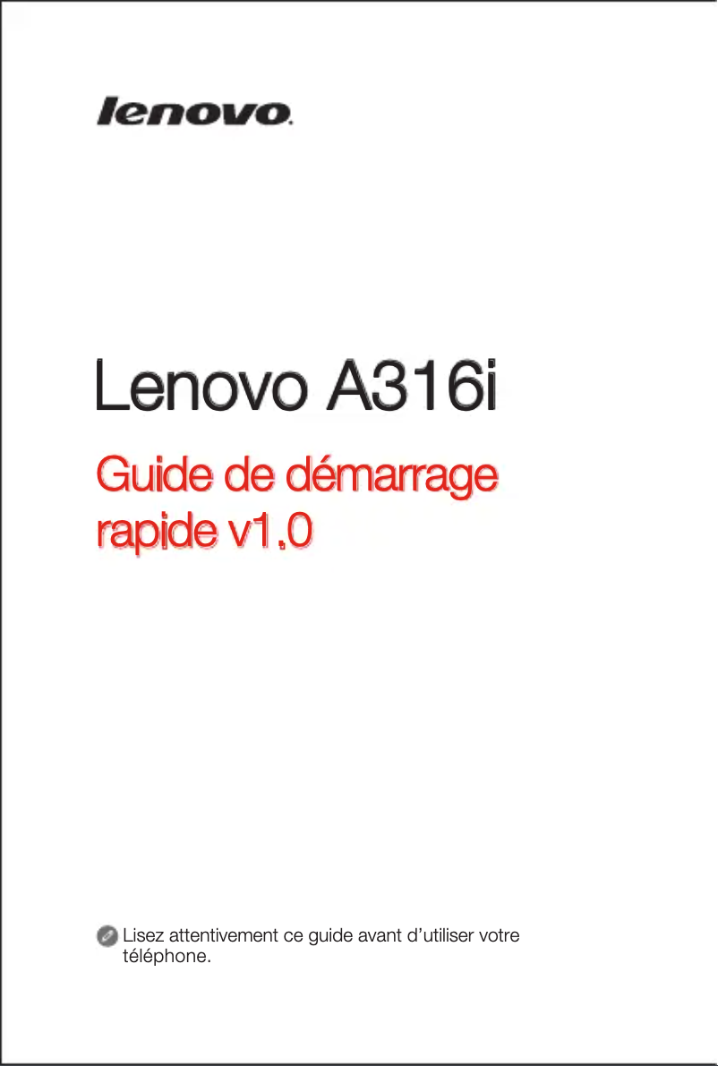 Page 1 de la notice Manuel utilisateur Lenovo A316I