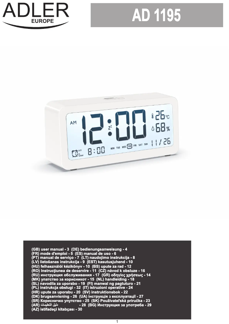 Page n°1 - Manuel utilisateur Adler AD 1195