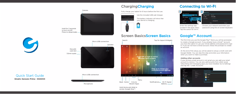 Page 1 de la notice Manuel utilisateur XOvision 7" Genesis Prime EGS004-PR