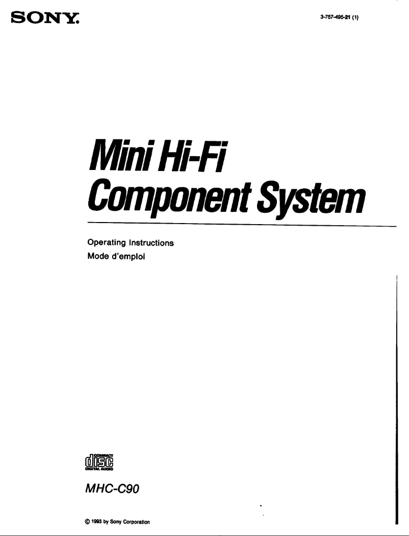 Page n°1 - Manuel utilisateur Sony MHC-C90
