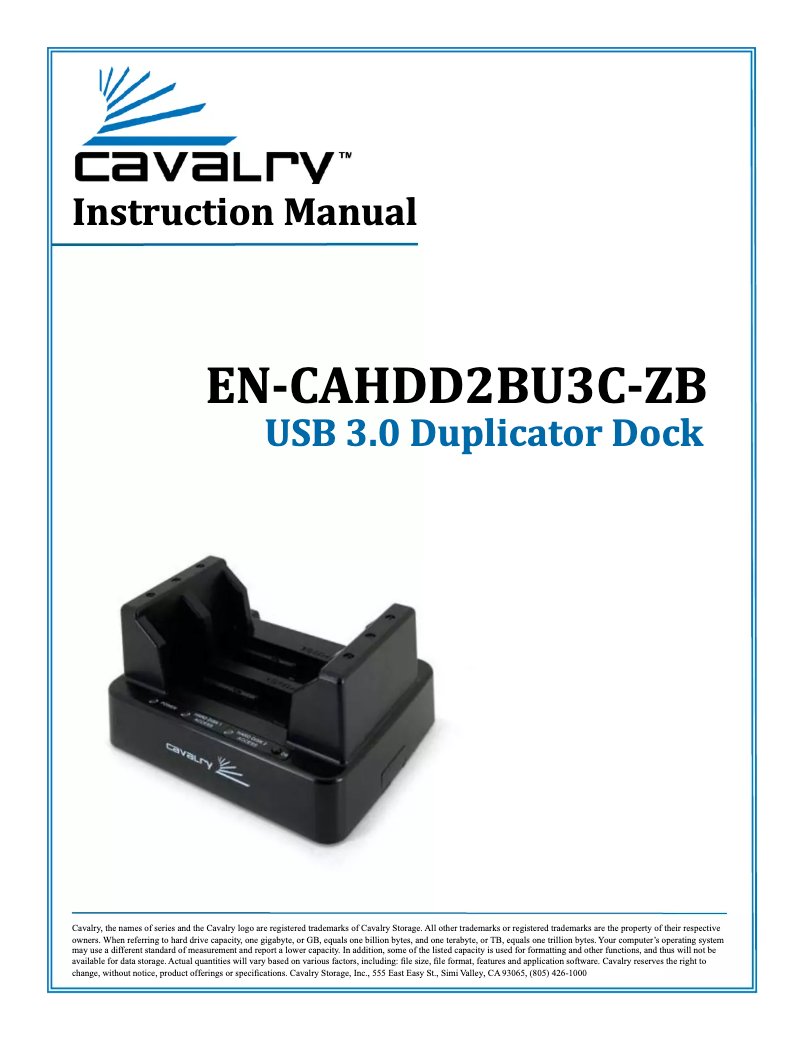 Page 1 of the manual User Manual Cavalry Retriever Pro