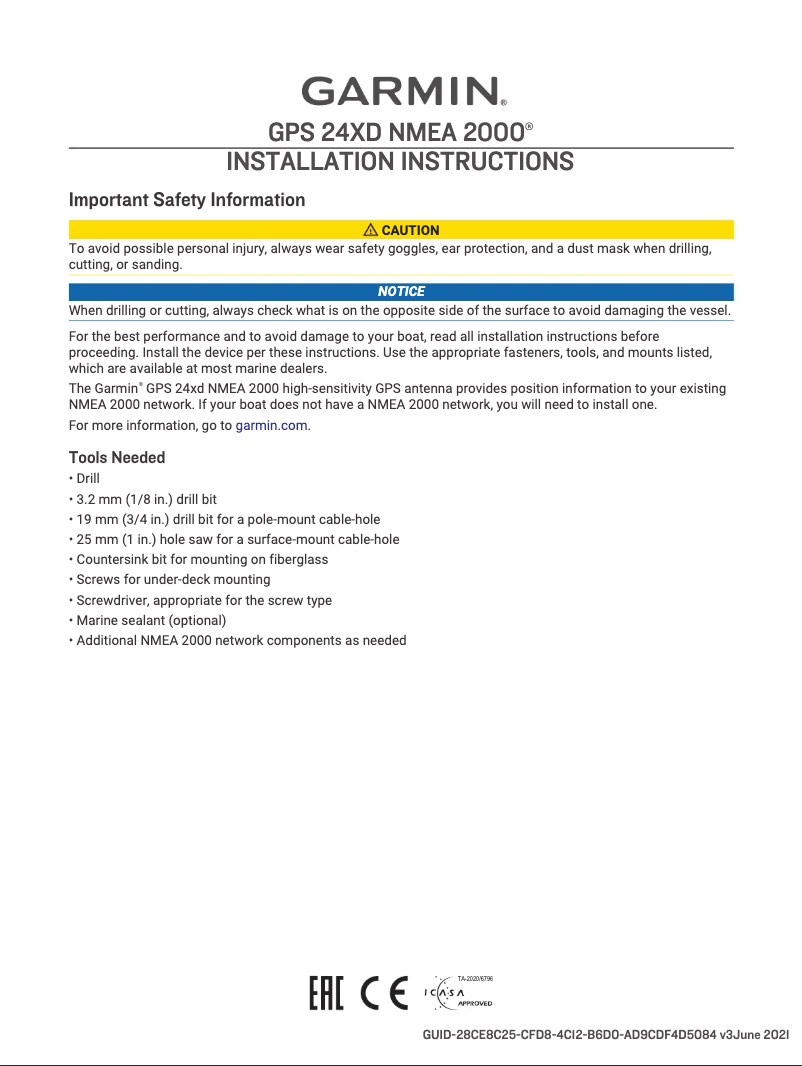 Page 1 de la notice Manuel utilisateur Garmin GPS 24xd NMEA 2000