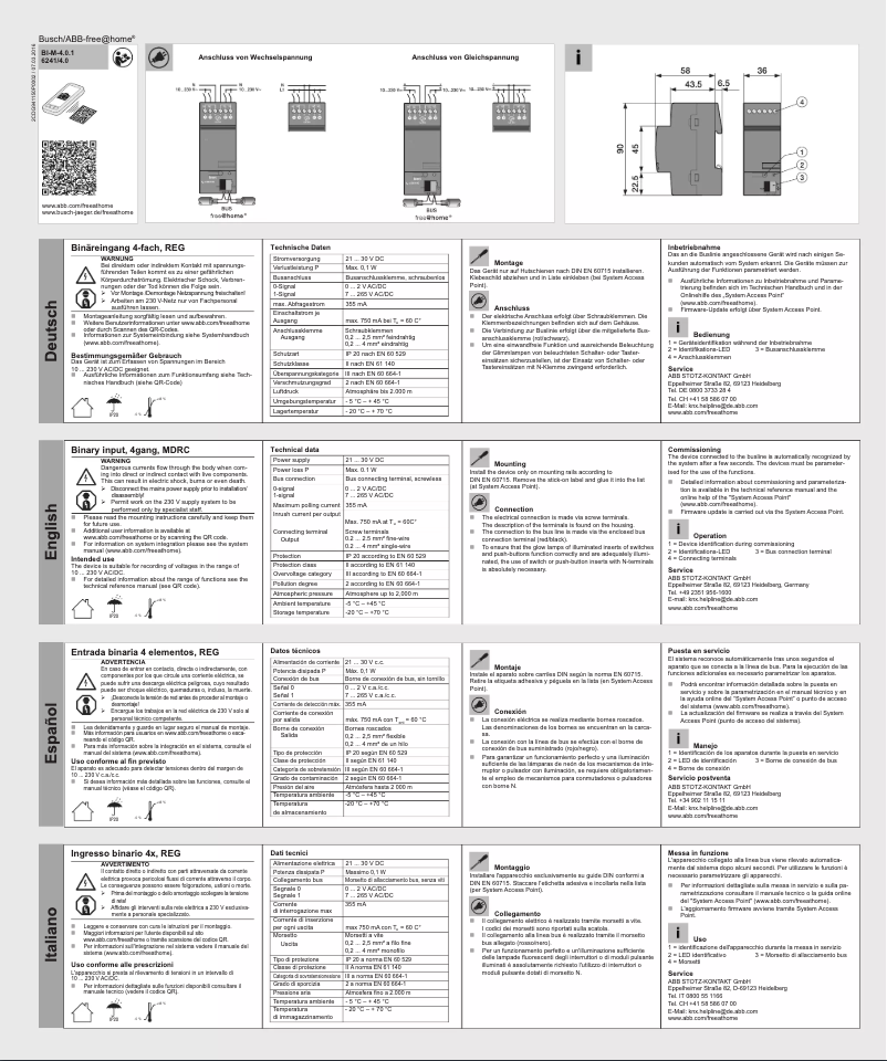 Page 1 de la notice Manuel utilisateur Busch-Jaeger 2CKA006220A0006