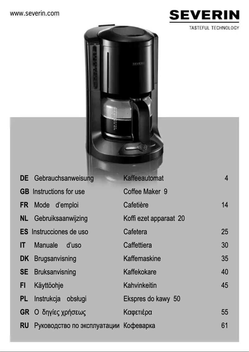 Page 1 de la notice Manuel utilisateur Severin KA 4178