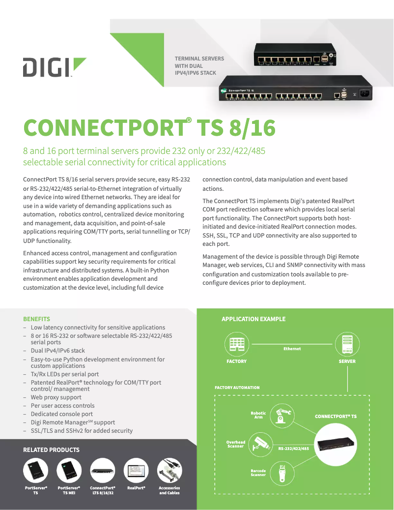 Page n°1 - Manuel utilisateur Digi ConnectPort TS 16 MEI