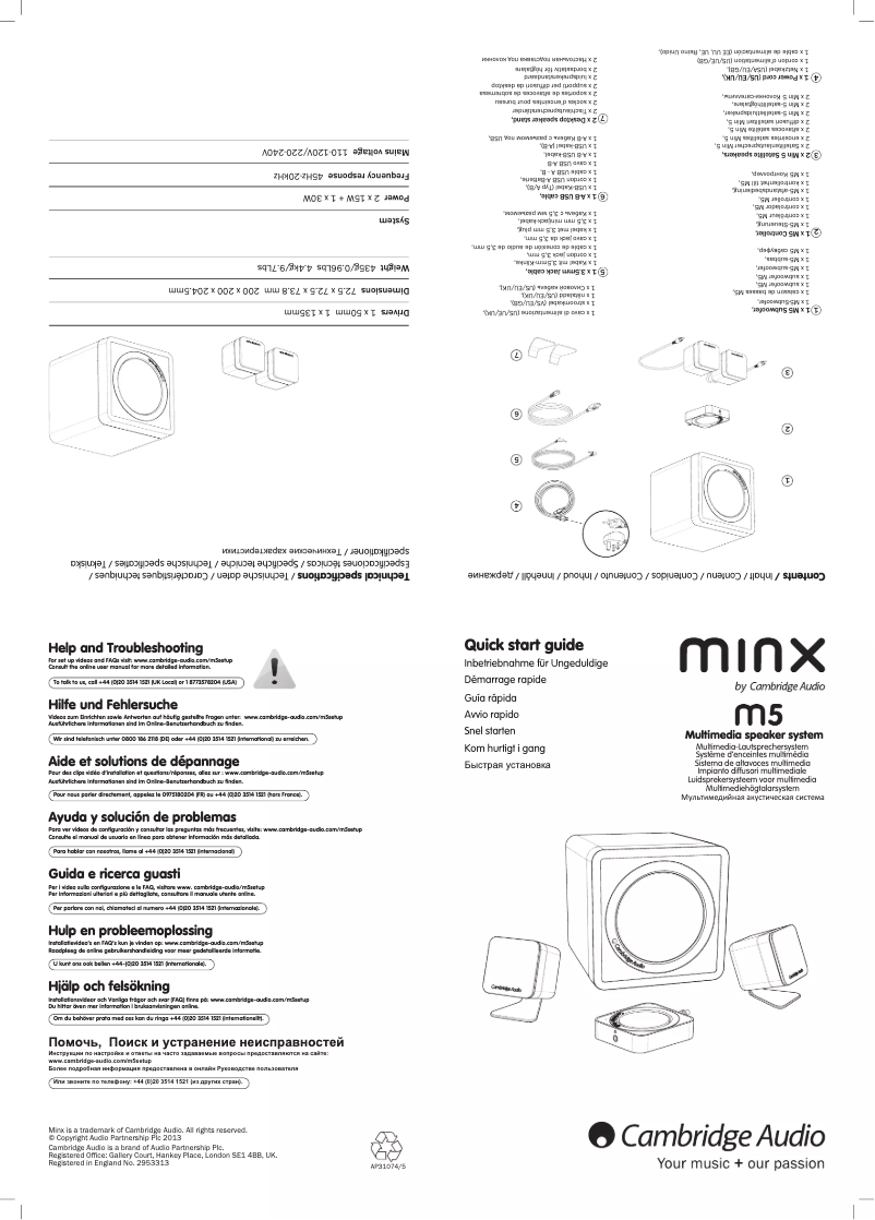 Page 1 de la notice Manuel utilisateur Cambridge Minx M5