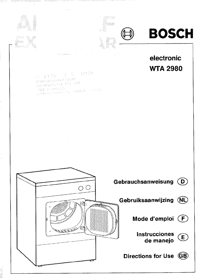 Page n°1 - Manuel utilisateur Bosch WTA2910