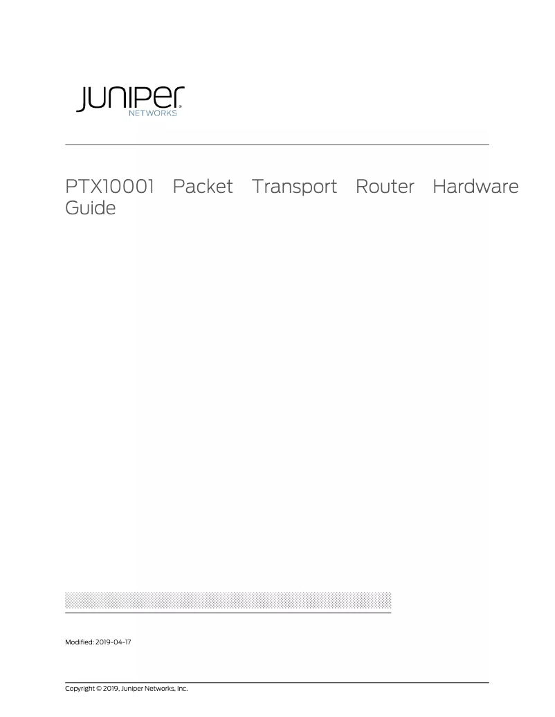 Page 1 de la notice Manuel utilisateur Juniper PTX10001
